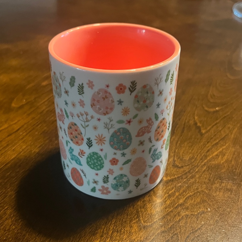 Floral Patterned Mug with Red Interior